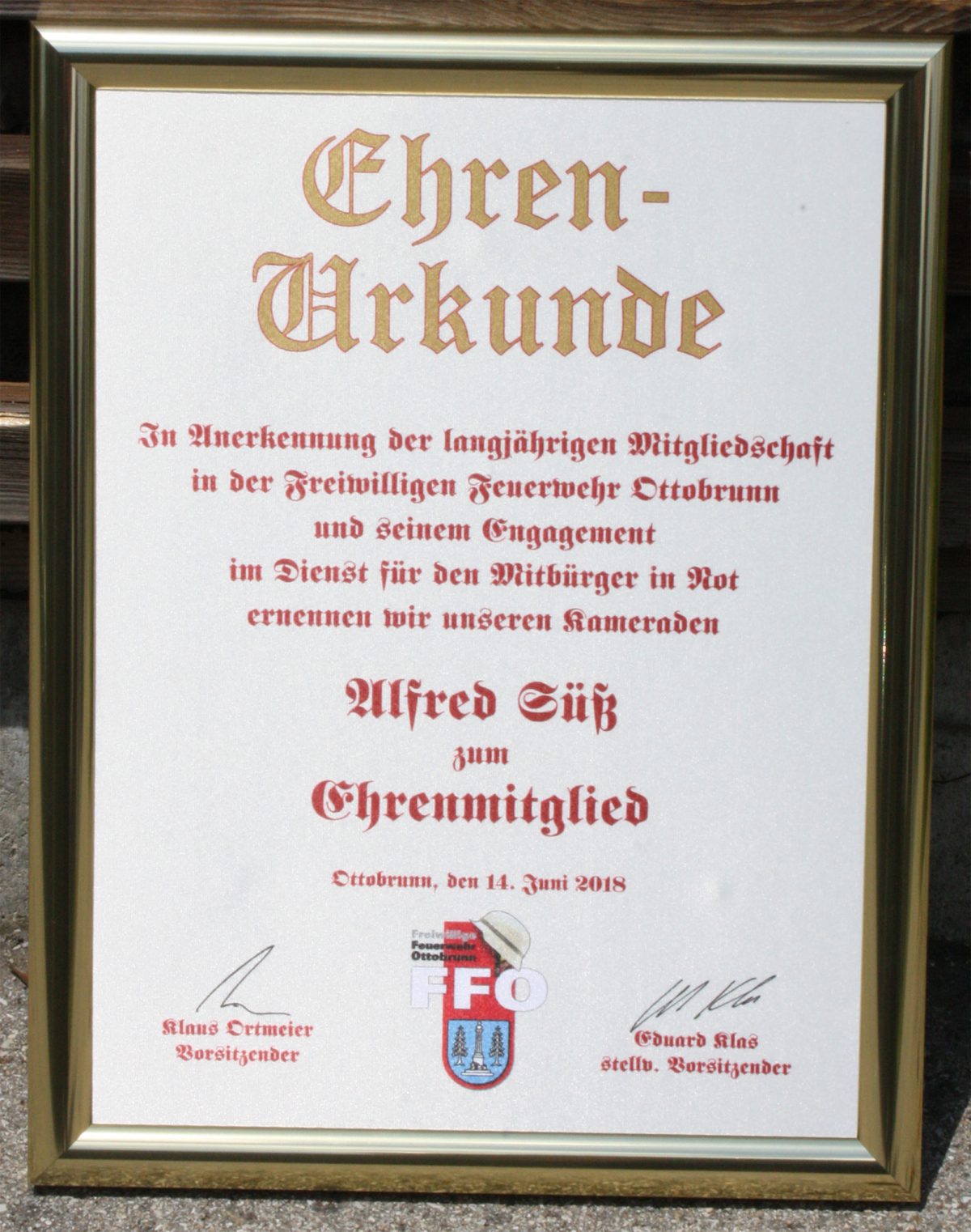 Ehrenmitglied Alfred Süß - Feuerwehr Ottobrunn